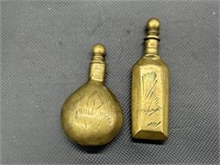 (2) Vintage Brass Perfume Flask Pendants