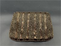 Hand Beaded Brown Evening Bag by Vanessa