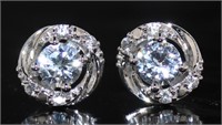 Brilliant White Sapphire Stud Earrings