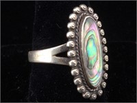 Sterling Silver Indian Ring W/MOP sz 7.25