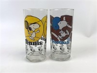 Peanuts Snoopy 1958 Football & Tennis Glasses