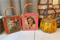 3 Vintage Wooden Box Purses