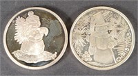 1986-87 Snowmen 1 Troy Oz. .999 Silver Coins (2)