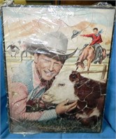 1952 Roy Rogers/Trigger Puzzle Tray w/Cow