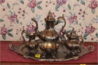 5-piece Silverplate Tea Set with Ornate Finials