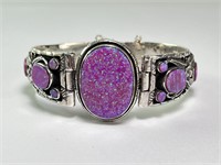 Solid Sterling Purple Aurora Opal Bracelet 58 Gr