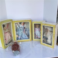 Group of 5 Effanbee Dolls Vintage w/Stands