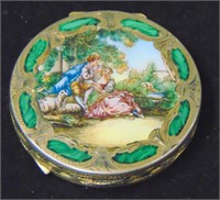 Silver-Enameled Compact.
