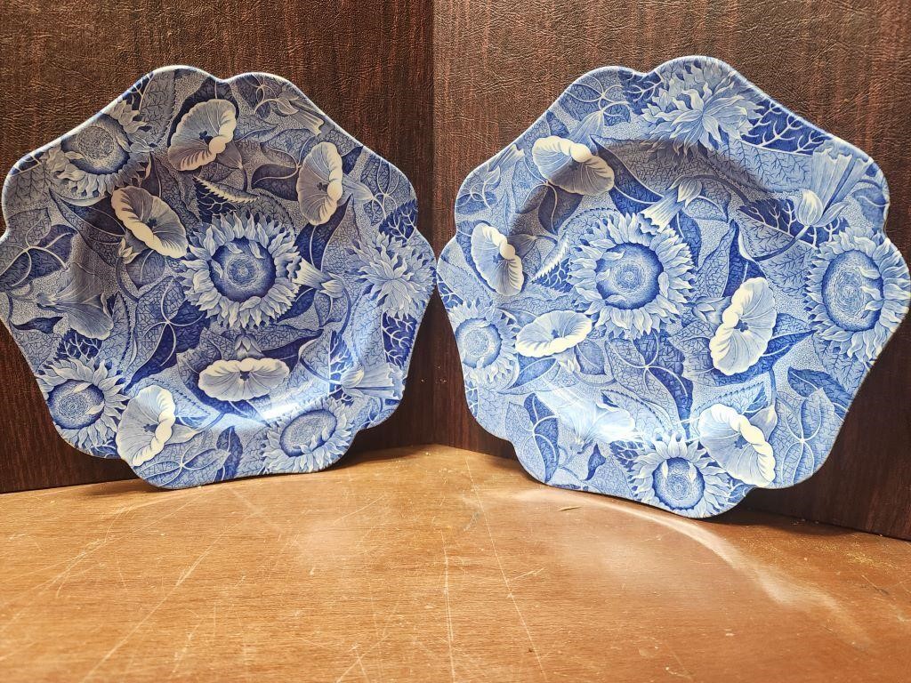 Pair Spode Blue Room Sunflower Plates