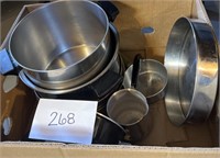Box of mixed pots and pans