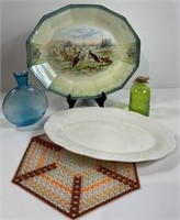 Sterling China plate, beaded placemat, misc