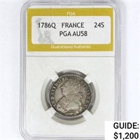 1786Q 24 Sols 5.8g France Silver PGA AU58