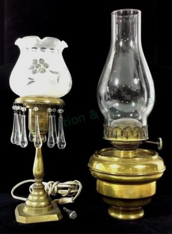 (2pc) Vintage Oil & Electric Lamps