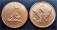 USMC Iwo Jima .999 Fine Copper 1 oz Coin