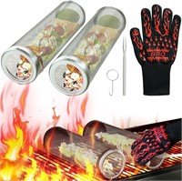 2pc 11.8 Grill Basket with Gloves and Fork