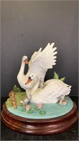 Andrea mute swan figurine and wooden base*