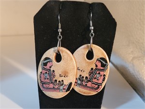 Vtg pottery signed earrings