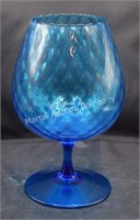 (S2) Blue Art Glass Goblet/Vase - 11" tall