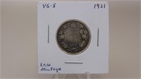 1921 Canadian  800 Silver Quarter V G 8 ,