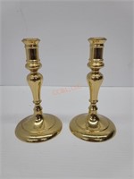 Pair of Vintage Cast Brass Candle Stick Holders