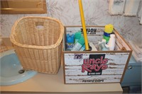 Lot Misc Cleaning Supplies, Plunger, Basket, etc