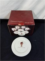 New in box chocolate dessert plates and mug set