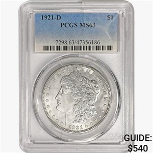 1921-D Morgan Silver Dollar PCGS MS63