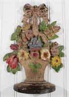 Cast Iron Floral Basket Door Stop