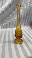 Vintage Fenton Amber Glass Footed Hobnail Vase.
