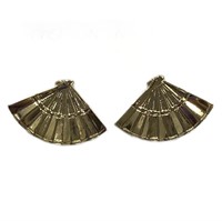 Unique Fan Shaped Gold-tone Earrings