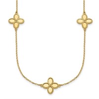 14 Kt- Yell0w Gold Flower Clover Style Necklace