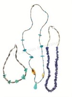 Navajo Silver, Turquoise & Sodalite Necklaces