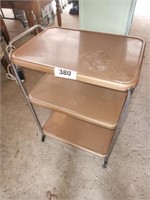 COSCO BROWN 3 SHELF KITCHEN ROLLING CART W/ ELE.