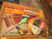 BOX OF TOOLS AND ROPE