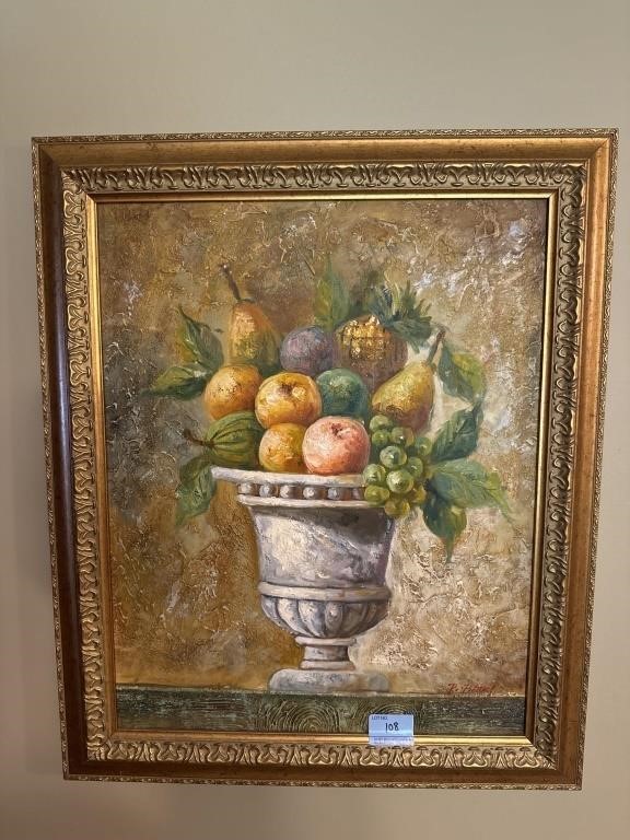 STILL LIFE FRUIT - OIL ON BOARD - FRAMED