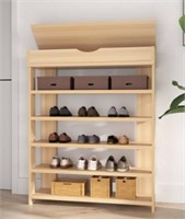 5 Tiers Wood  Shoe Racks With Flip Top