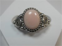 Sterling Silver SW Pink Conch Ring Hallmarked