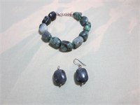 Sterling Chain & Blue Stone Bracelet +