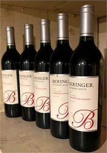 5pcs- Beringer wine bottles- Cabernet Sauvignon