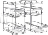 3 Tier Clear Bathroom Organizers 2 Pack, Pull Out