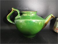 Lustrous green and gold teapot with inverted lid