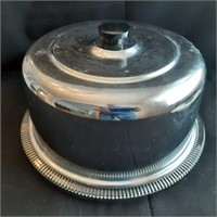 Glass Cake Plate With Stainless Dome