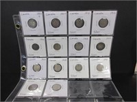 14 CANADIAN SILVER 10 CENT COINS