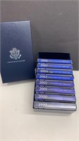 Complete 1999-2006 Blue Box Proof Set w/ Box=8sets