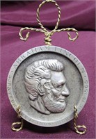 Old Silver Abraham Lincoln medallion. 7+ounces.