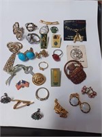 Lot of Vtg. Pins, Screwback Earrings, Ring and