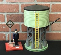 Train Collectible Water Tower and Flagman