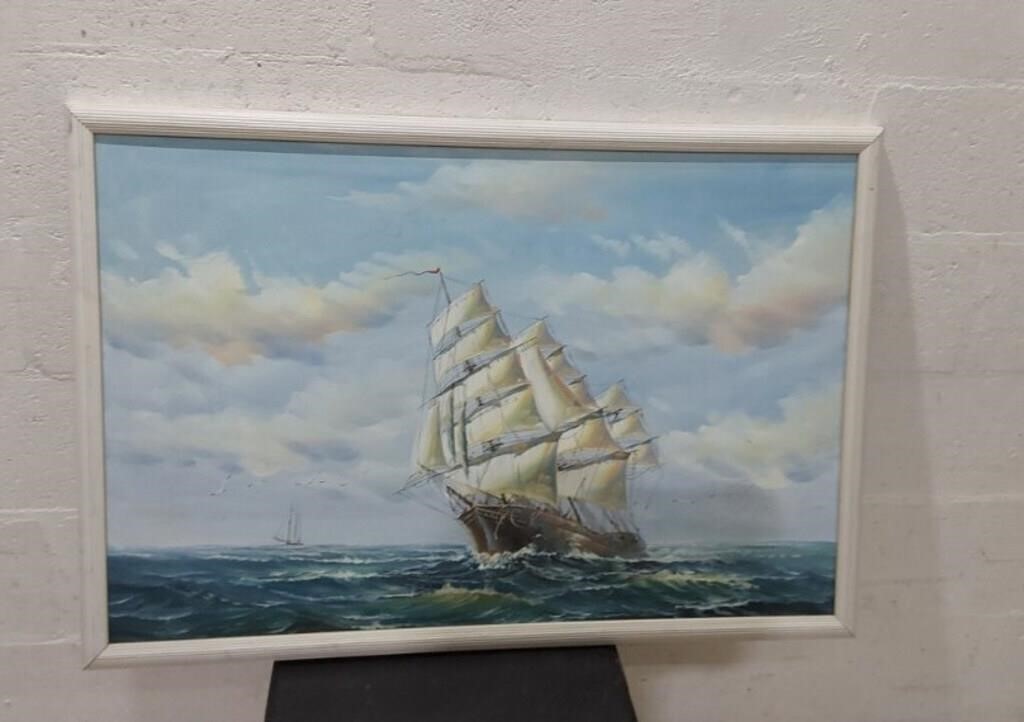 K. Dossi Oil On Canvas Clipper Ship U15D