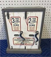 VINTAGE THREE FOUR CENT DOUBLE SLOT STAMP MACHINE