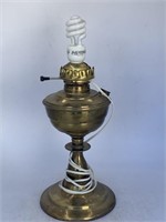 Vintage brass oil lamp converted